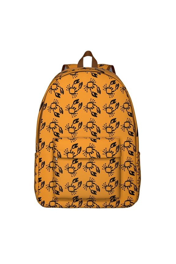 Watercolor Crab School Backpack with Colorful Tropical Marine Design, Durable Nautical Daypack with Multi-Pockets for Students, Commuters & Beach Lovers