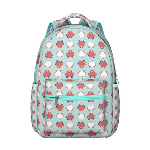 Watercolor Crab Student Backpack Durable Waterproof School Bag with Cute Nautical Black and White Crab Design, Breathable Foam Padding, Adjustable Straps, Perfect for Travel