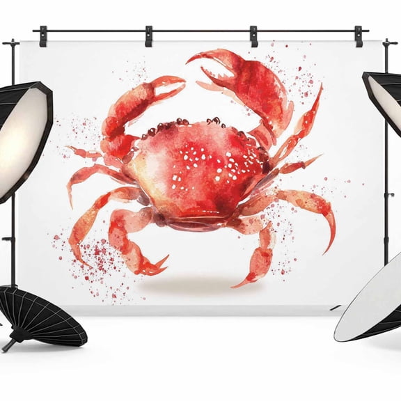 Watercolor Crabs Backdrop for Photoshoot,Photography Photo Studio Background Wall Backdrop,Ocean Modern Minimalist Animals Printed Back Drop Banner Panel for Portraits Wedding Live Streaming 7x5Ft
