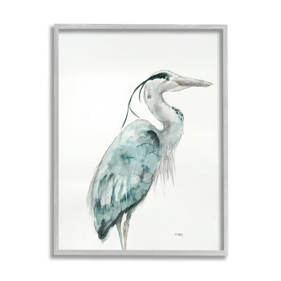 Stupell Industries Watercolor Crane Soft Blue Tones Aquatic Bird,11 x 14,Designed by Patti Mann