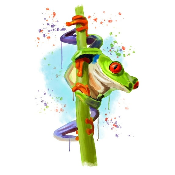 Watercolor Creatures, Red Eyed Tree Frog (24x36 Giclee Gallery Art Print, Vivid Textured Wall Decor)