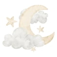 Watercolor Crescent Moon, Clouds & Stars Edible Icing Image Cake topper ...