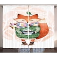 thumbnail image 1 of Ambesonne Watercolor Curtains 2 Panel Set, Fox Coffee Bird, 108" x 96", Jade Green Pale Pink, 1 of 3