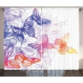 thumbnail image 1 of Ambesonne Watercolor Curtains 2 Panel Set, Fantasy Butterflies, 108" x 84", Violet Blue Orange Pink, 1 of 3