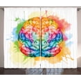 thumbnail image 1 of Ambesonne Watercolor Curtains 2 Panel Set, Colorful Human Brain, 108" x 90", Multicolor, 1 of 3