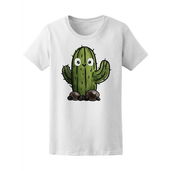 Watercolor Cute Cactus T-Shirt Women -Image by Shutterstock, Female XX-Large