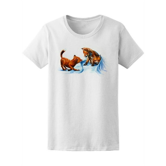 Watercolor Cute Little Fox T-Shirt Women -Image by Shutterstock, Female Medium