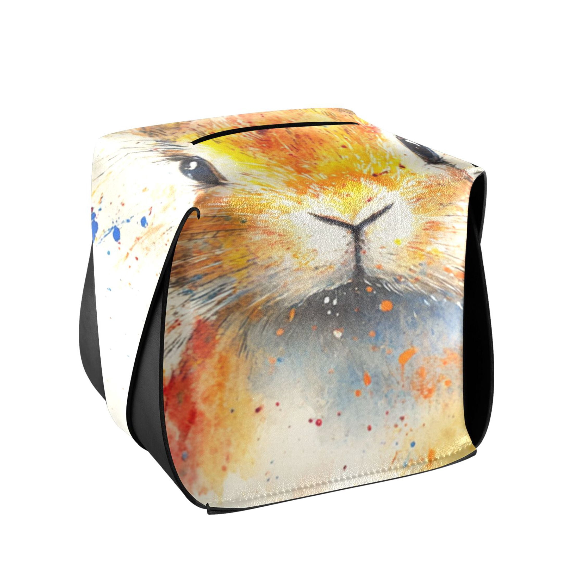 Watercolor Cute Rabbit Tissue Box Cover Leather Square Rectangle Tissue ...