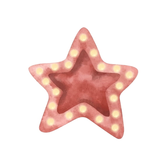 Red Star with Glowing Lights Edible Icing Cake Topper, by TNCT