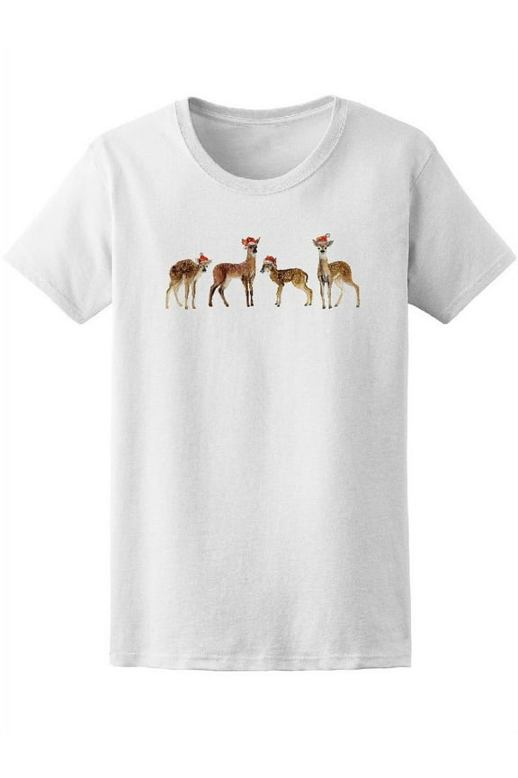 Watercolor Cute Stags Deer T-Shirt Women -Image by Shutterstock, Female Large