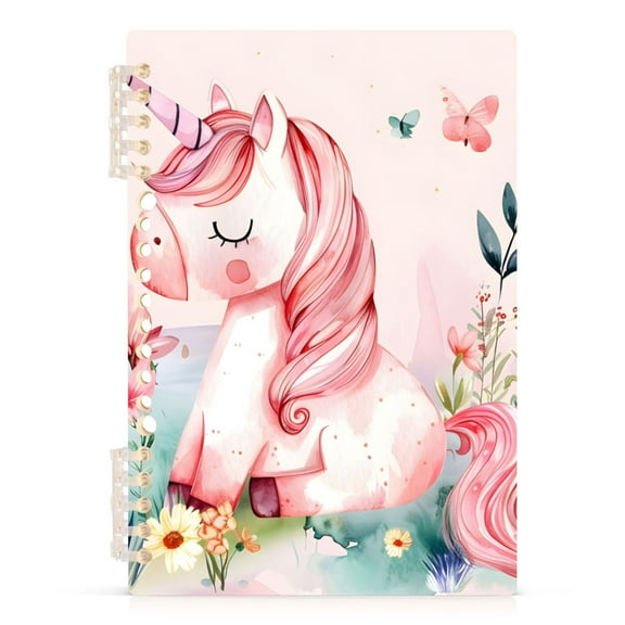 Watercolor Cute Unicorn Notebooks 1-subject Journal 60 Sheets A5 College Ruled Paper Detachable Ring 8.3"x5.7"