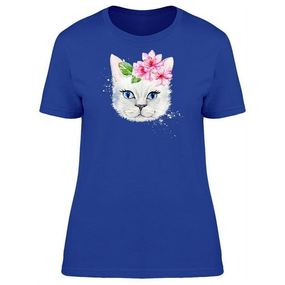 Watercolor Cute White Kitty Tee Women's -Image by Shutterstock