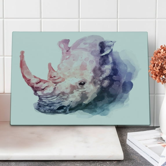 Watercolor Cutting Board, Gradient Paintbrush Style Tropical Wild Animal Safari Paint Print Pastel Tones, Decorative Tempered Glass Cutting and Serving Board, Large Size, Lilac Pink, by Ambesonne