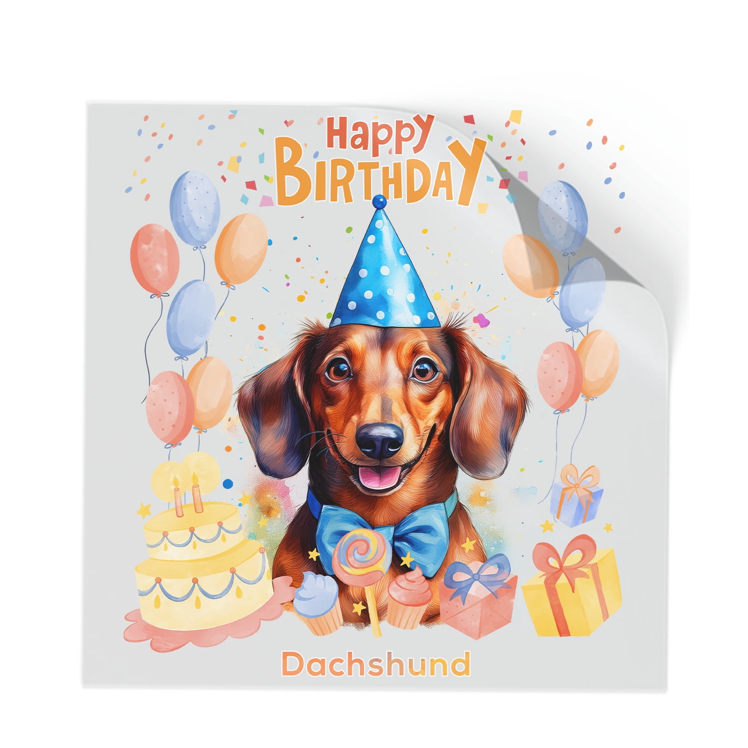 Watercolor Dachshund Happy Birthday Celebration Balloons Gift Party