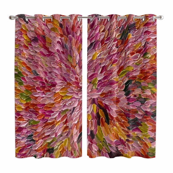 Watercolor Dahlia Kitchen Curtains Window Panels, Floral Modern Abstract Oil Painting Art Insulated Window Treatment Curtain, Grommet Curtains for Bedroom/Living Room/Bathroom, 2 Piece 42"Wx63"L