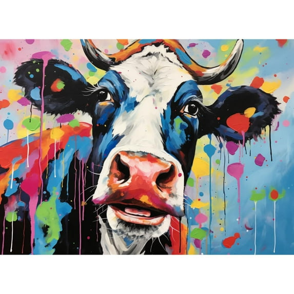 Watercolor Dairy Cow DIY 5D Diamond Art Painting by Number Kits for Adults Paint with Round Full Drill Diamond Gems Painting Art Craft for Home Wall Decor 15.8x19.8in