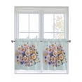 thumbnail image 1 of Watercolor Daisy 2 Panel Kitchen Curtains for Small Windows, Rustic Spring Botanical Flowers Floral Bathroom Tier Curtain, Short Window Treatment for Bedroom/Living Room 55"x36", 1 of 6