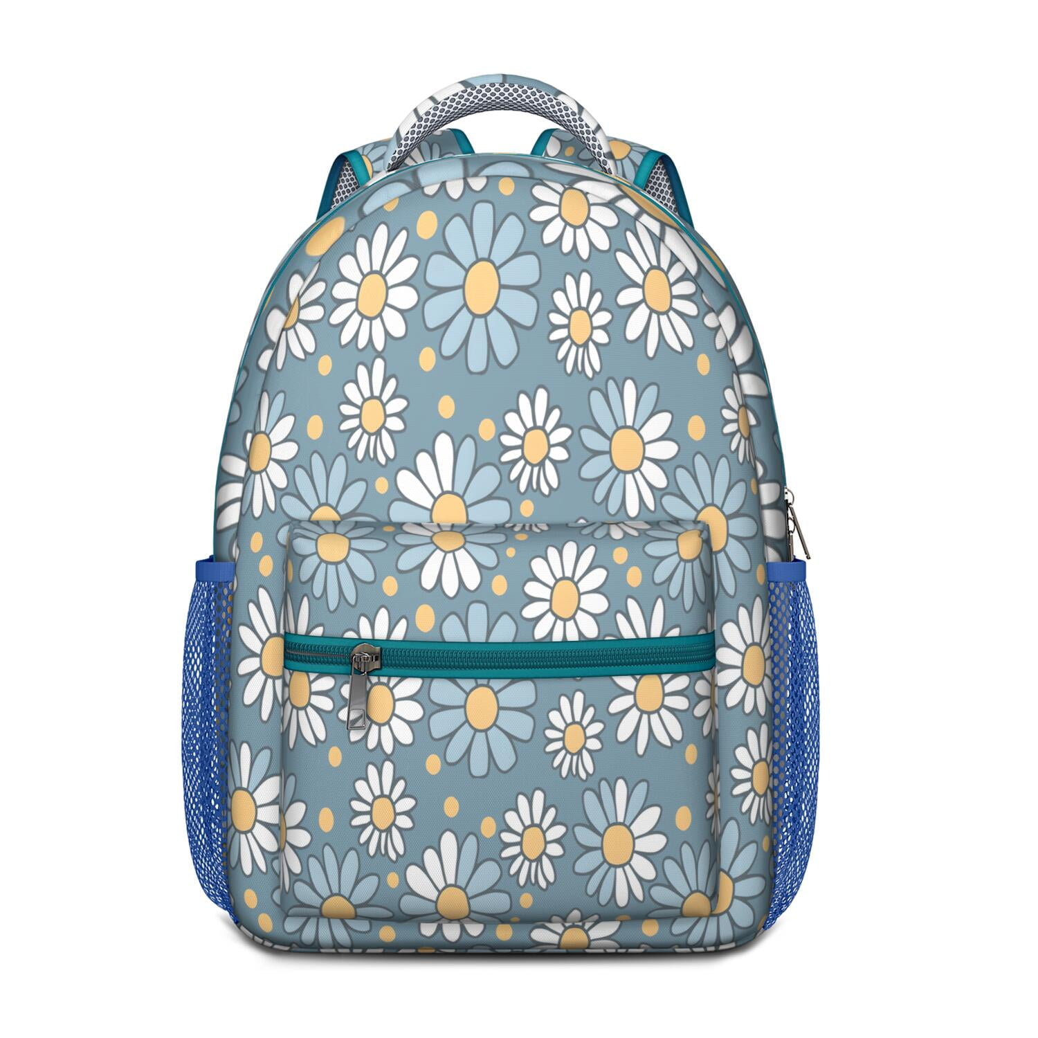 Watercolor Daisy Artwork School Bag - Breathable & Ergonomic for Teenagers