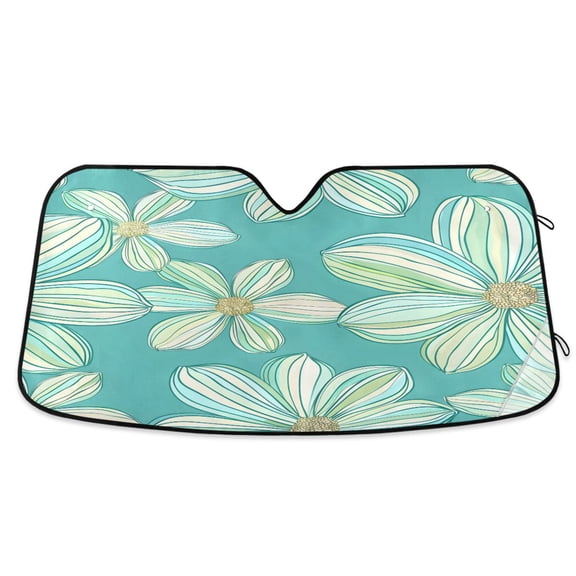 Watercolor Daisy Flowers Car Windshield Sun Shade Foldable Car Front Window Visor Heat and UV Protection 53x23.5