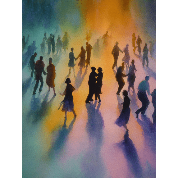 Watercolor Dancing People Canvas Art,Wall Decor for Living Room Bedroom Dining Room Office Cafe Party Room