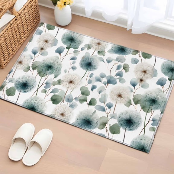 Watercolor Dandelion Entryway Rug 2'x3' Non Slip Front Door Mats, Spring Flowers Botanical Vintage Entrance Rugs Indoor Outdoor Carpet, Washable Floor Mats Small Area Rug for Bedroom Kitchen