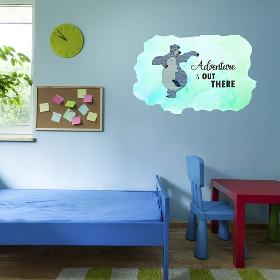 Watercolor Decal Adventure Is Out There Living Room Wall Decal for Family Jungle Animal Inspirational Quotes Art Cute Themed Room Décor - Size: 40 In x 24 In