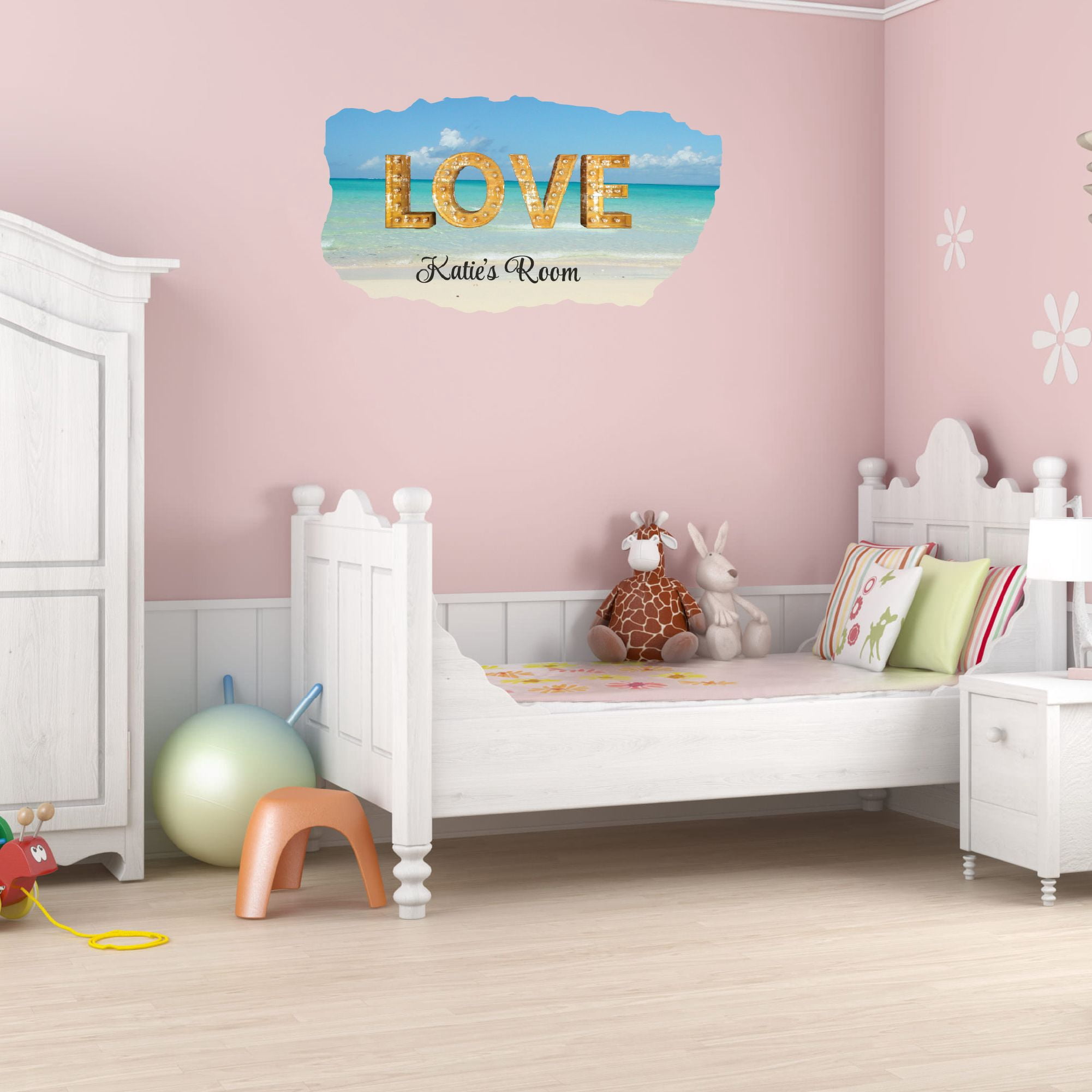 Watercolor Decal LOVE Bedroom Wall Decal for Children Girly Art Beach ...