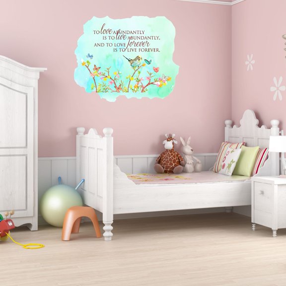 Watercolor Decal To Love Abundantly Is To Live Abundantly Living Room Wall Decal for Family Inspirational Quotes Vinyl Lettering Art Cute Themed Room Décor - Size: 10 In x 8 In