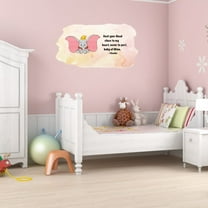 Watercolor Decal Rest Your Head To My Heart Never To Part Bedroom Wall Decal for Children Colorful Large Ear Baby Elephant Design Cute Themed Room Décor - Size: 10 In x 5 In