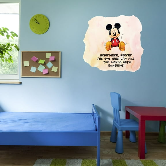 Watercolor Decal You Can Fill The World With Sunshine Living Room Wall Decal for Family Mouse Animal Cartoon Character Design Cute Themed Room Décor - Size: 10 In x 9 In