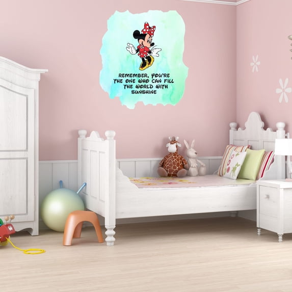 Watercolor Decal You Can Fill The World With Sunshine Living Room Wall Decal for Family Polka Dot Outfit Inspirational Quotes Cute Themed Room Décor - Size: 27 In x 30 In