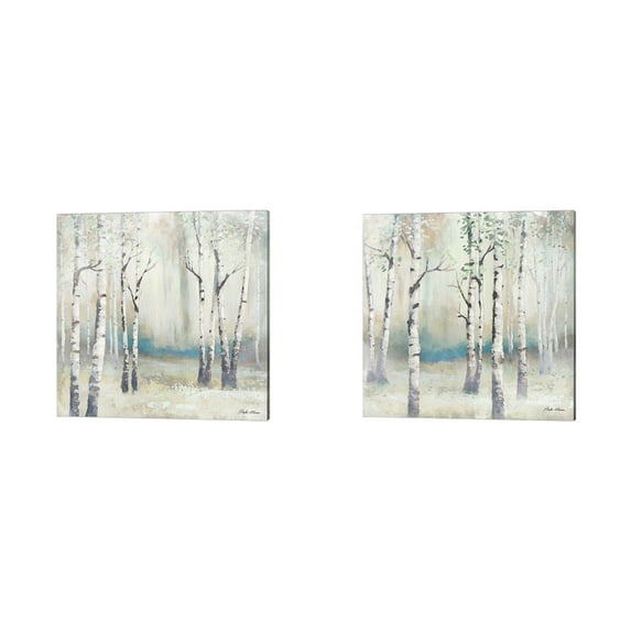 Watercolor December Birch by Michael Marcon Canvas Art Set of 2 14 inch X 14 inch Each