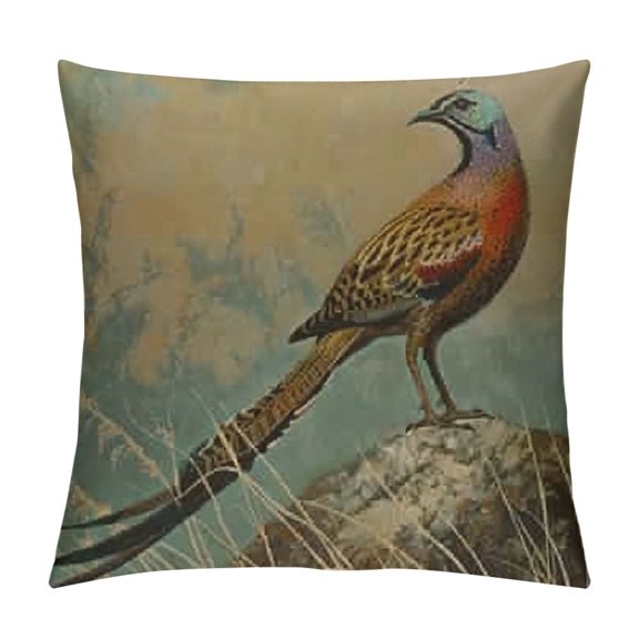 Watercolor Decorative Pillowcase Pheasant Pillow Covers Outdoor Square Pillow Case Cushion Cover for Sofa Couch Bedroom