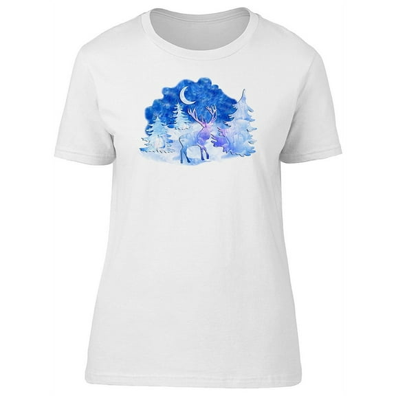 Watercolor Deer In Forest T-Shirt Women -Image by Shutterstock, Female x-Large