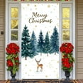 thumbnail image 1 of Watercolor Design Merry Christmas Banner Green Pine Trees Christmas Display Reindeer Pattern Snowflake Decor Xmas Background for Christmas Party Holiday Decoration Indoor Celebration, 1 of 9