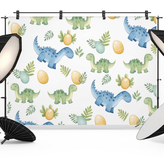 Watercolor Dinosaur Backdrop for Photography, Leaf Egg Boho Artistic Photo Backdrop Portrait Background Party Banner Photo Backgrounds for Studio Booth Props, 7x5ft