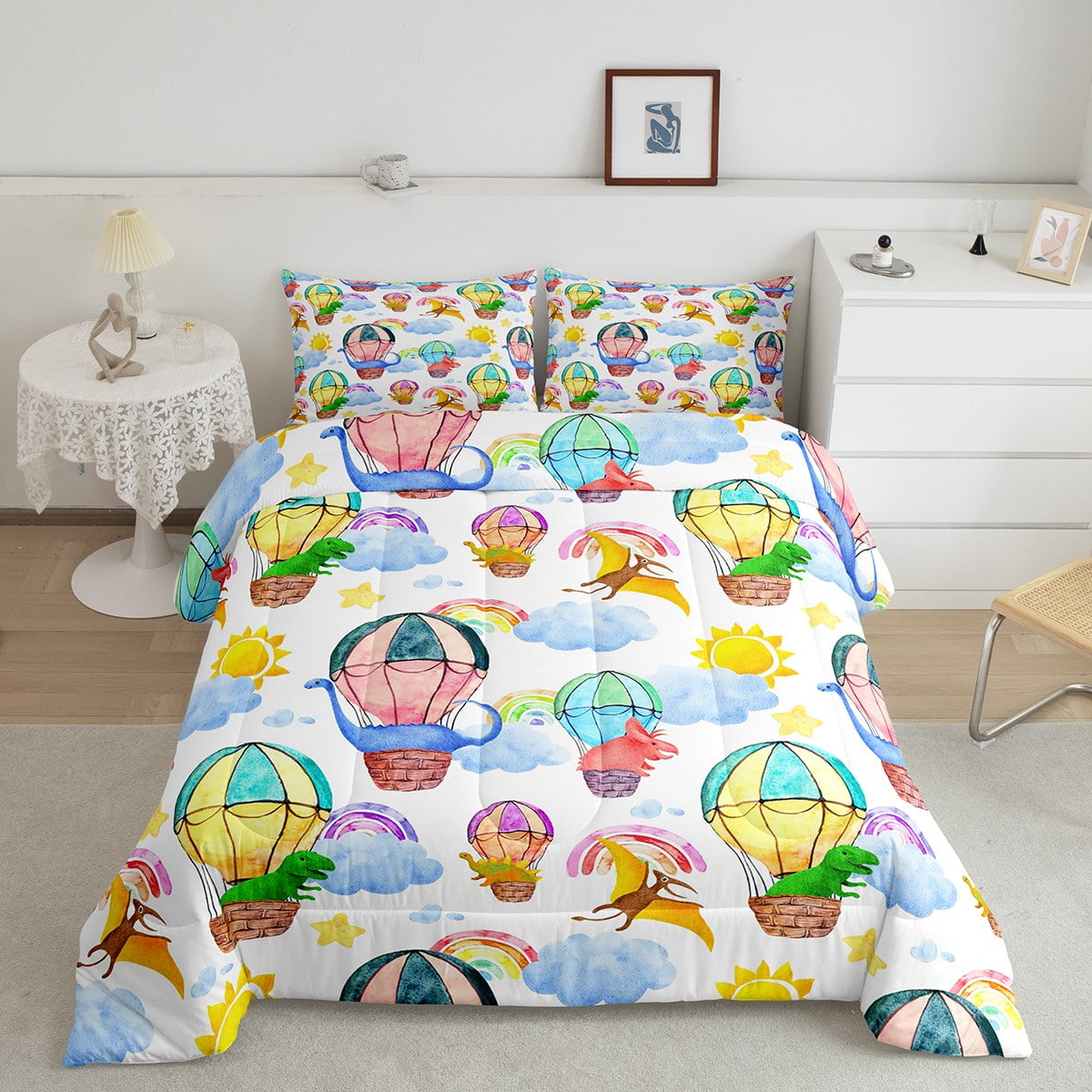 Watercolor Dinosaur Bedding Twin for Boys Girls Kids Comforter Set