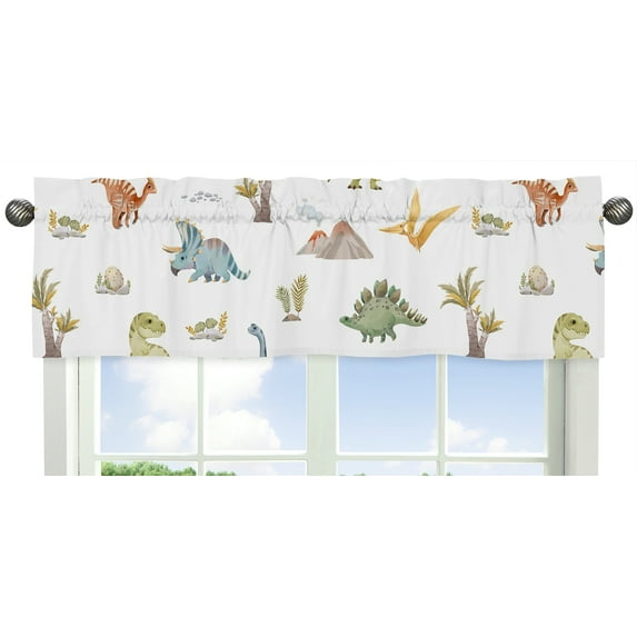 Watercolor Dinosaur Dino Semi-Sheer Window Valance Boy by Sweet Jojo Designs