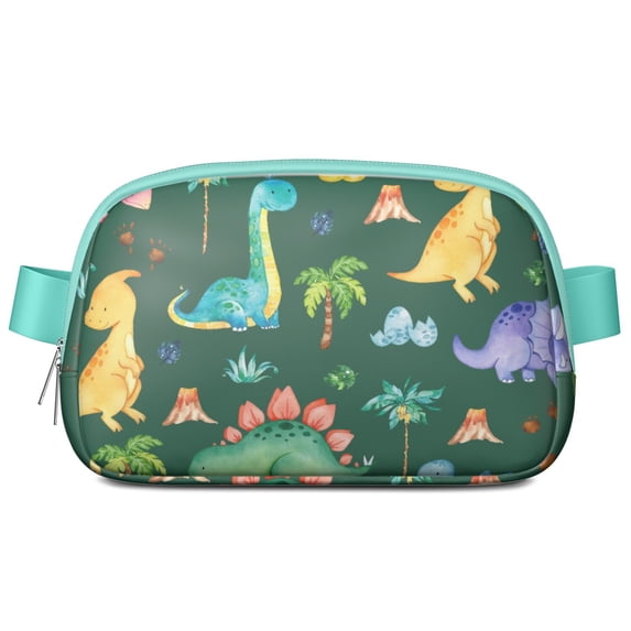 Watercolor Dinosaur Fanny Pack - Fashionable Waterproof Waist Bag with Hand-Drawn Dino Art, Adjustable Belt Pack for Travel, Commuting & Music Festivals