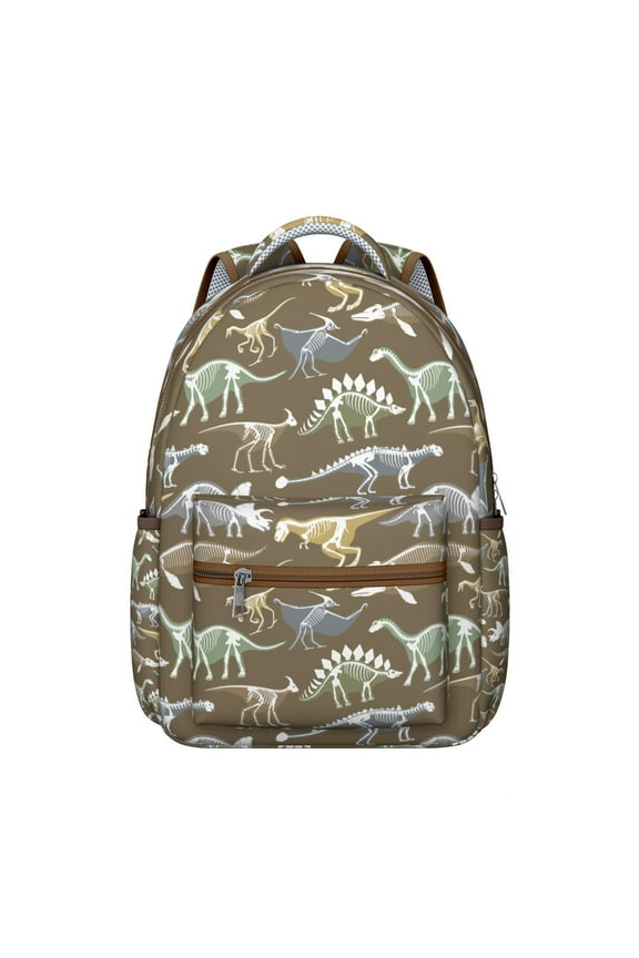 Watercolor Dinosaur Print Student Backpack Cute Baby Dino Pattern Artistic Dinosaur Illustration for Student School Bag
