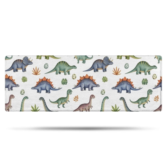 Watercolor Dinosaurs Eggs Plants Pattern Bathroom Rugs Mat,Non Slip Microfiber Bathroom Rug,Rubber Backing,Soft Bathroom Mats for Bathroom Floor,Tub and Shower,47x17in(120x43cm)
