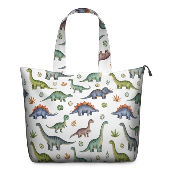 Watercolor Dinosaurs Eggs Plants Pattern Travel Tote Bags for Women Carry On,Large Weekender Bags for Women Travel,Multi Functional Duffle Bag for Work,Shopping,Sports