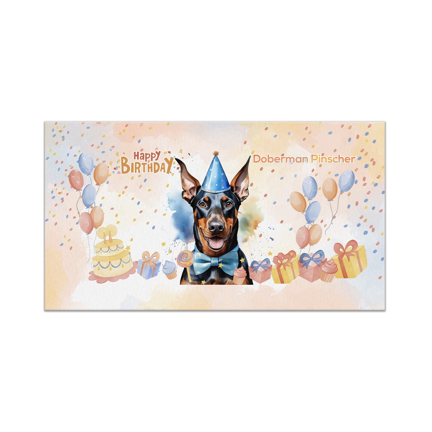 Fresh Look at Watercolor Doberman Pinscher Happy Birthday Celebration Balloons Gift