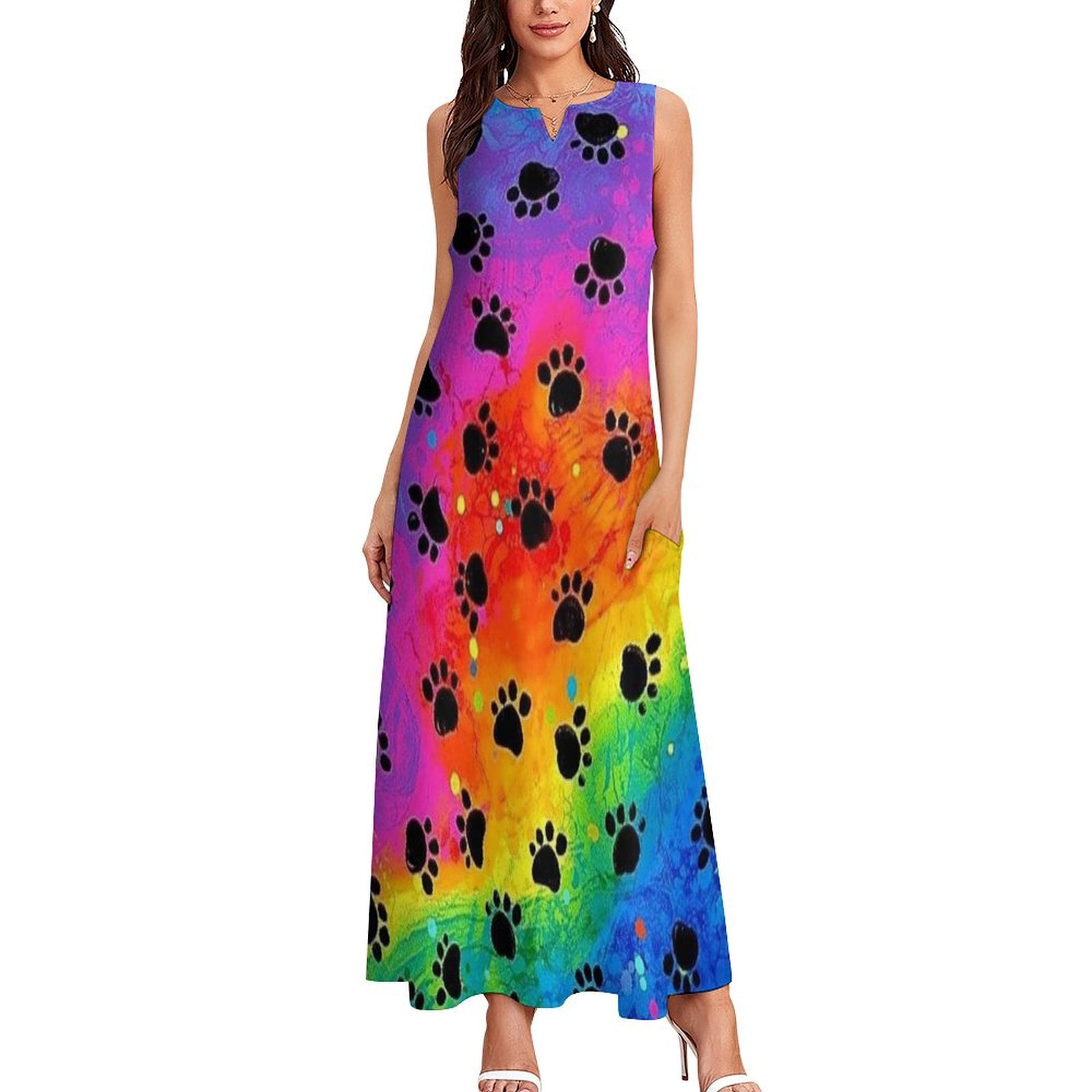 Adaline Dress - Light Blue Watercolor Dogs main image 0