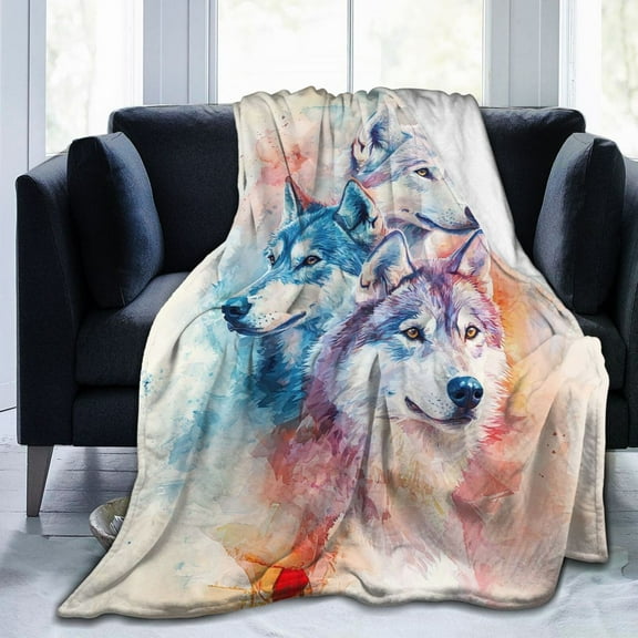 Watercolor Dog Throw Blanket Ultra Soft Cozy Decorative Flannel Blankets for Home Bed Couch Chair Travel 50x40
