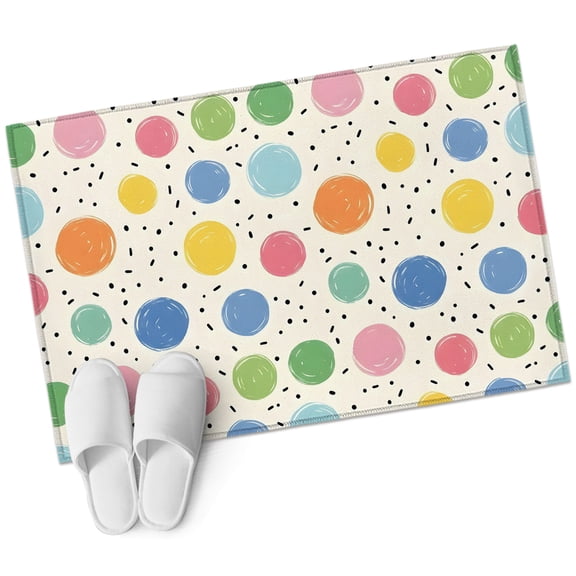 Watercolor Dots Bathroom Rug Washable 2x3 Entryway Rug Non Slip Colorful Polka Dot Abstract Sprinkles Front Door Mat Low Pile Indoor Doormat Throw Floor Carpet for Kitchen Bedroom Entrance