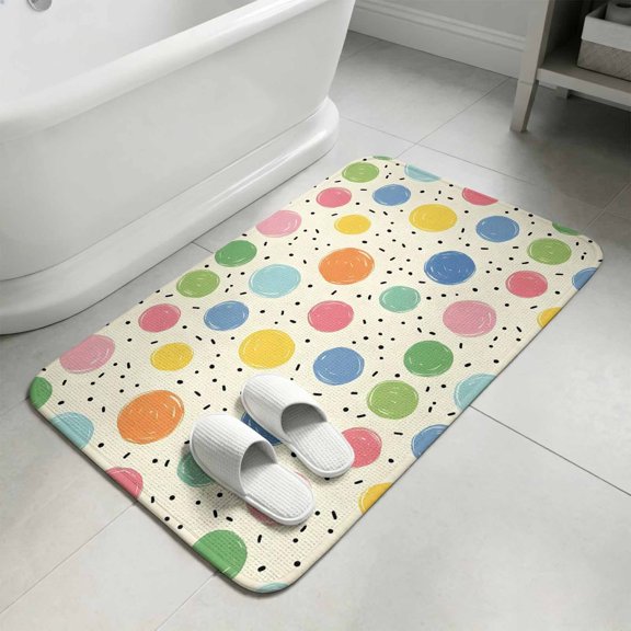 Watercolor Dots Bathroom Rugs Non Slip Washable Bath Mat Absorbent Front Door Mat Colorful Polka Dot Abstract Sprinkles Indoor Doormat for Kitchen Entryway Shower Decor Accessories 15.7"x23.6"