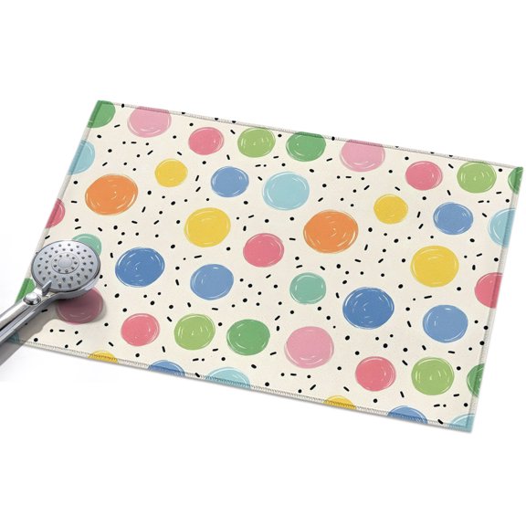 Watercolor Dots Entryway Rug 2x3ft Washable Non Slip Bathroom Rug Indoor Floor Front Door Mat Colorful Polka Dot Abstract Sprinkles Rectangle Area Rugs Carpet for Kitchen Office Dining Room Home