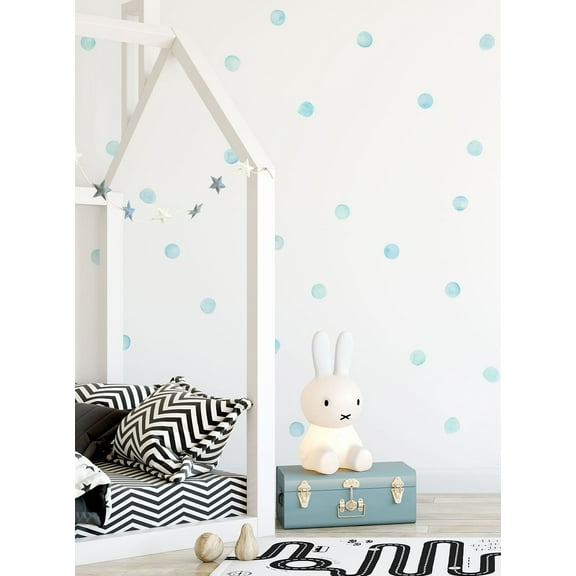 Watercolor Dots Vinyl Wall Stickers - Mint Blue