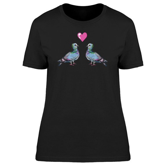 Watercolor Doves With Heart T-Shirt Women -Image by Shutterstock, Female Small
